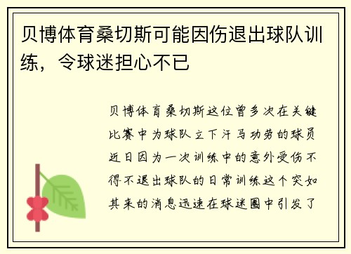 贝博体育桑切斯可能因伤退出球队训练，令球迷担心不已